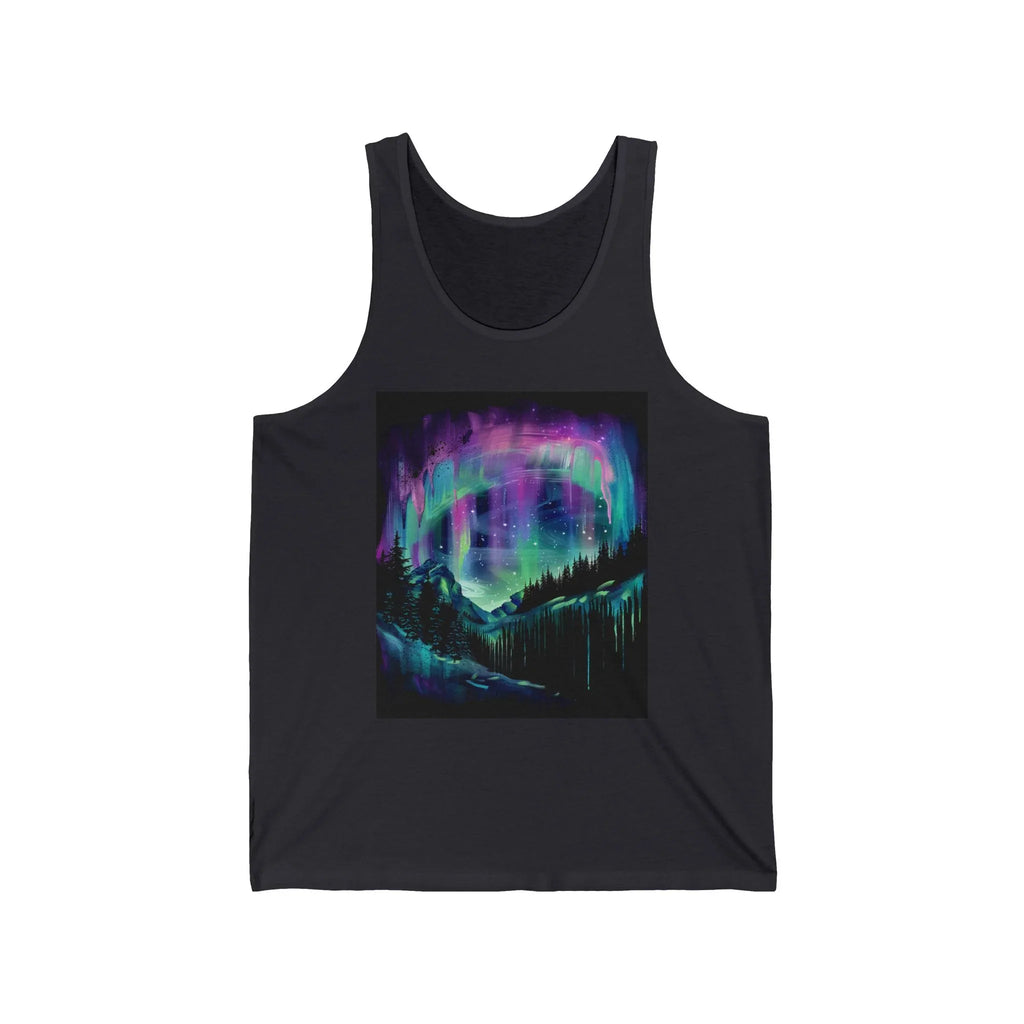 Aurora Borealis Tank top Northern Lights Night Sky, abstract art t-shirt, abstract graphic tee women, girls abstract shirt, modern abstract - 250 USA Celebration