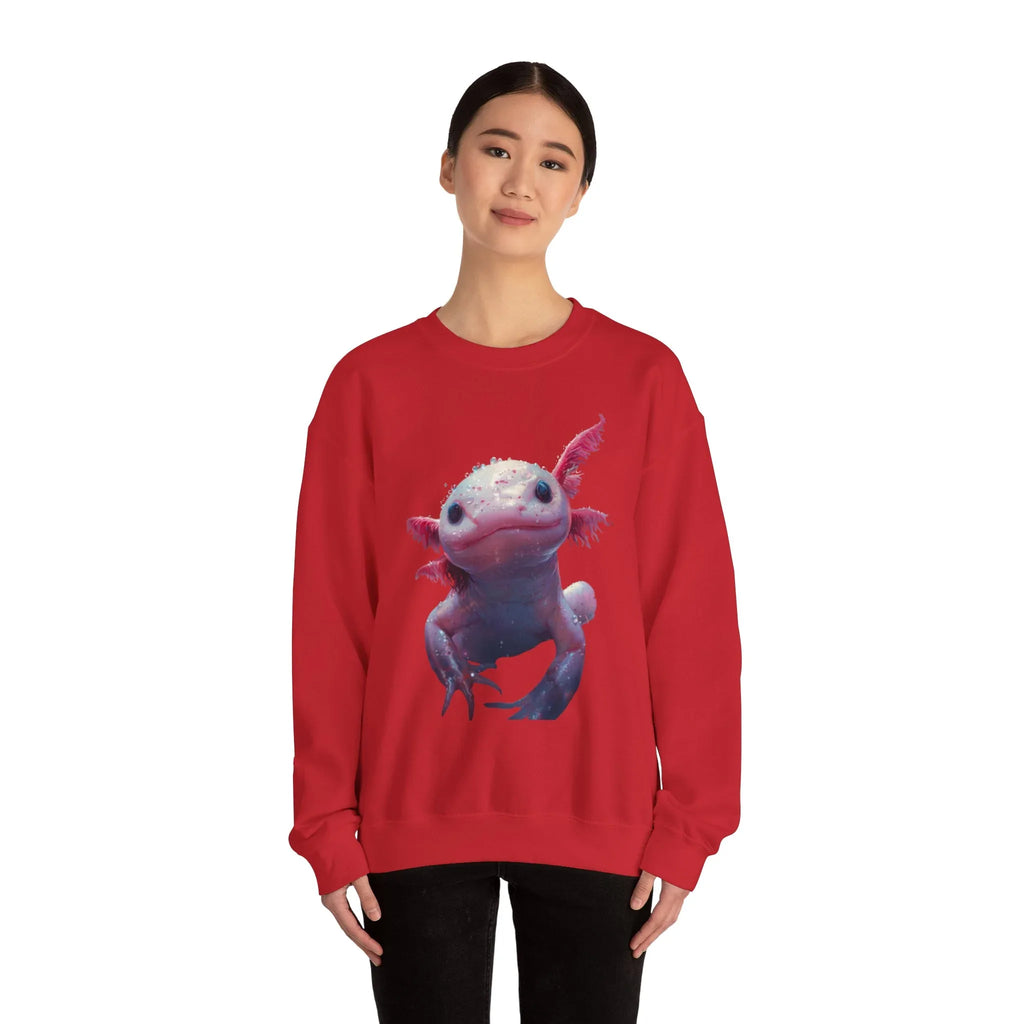 Pink Axolotl Illustration Sweatshirt | Cute Amphibian Art, Pastel Watercolor - 250 USA Celebration