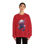 Pink Axolotl Illustration Sweatshirt | Cute Amphibian Art, Pastel Watercolor - 250 USA Celebration