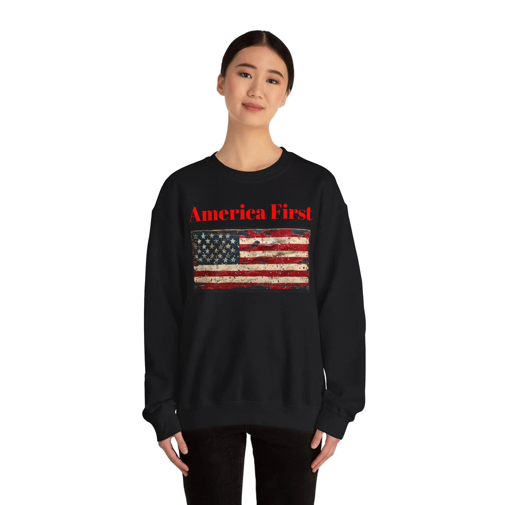 Patriotic American Crewneck Sweatshirt, USA Graphic Tees, Flag T-Shirts, Independence Apparel, Funny Patriotic Shirts, Custom American Tees - 250 USA Celebration