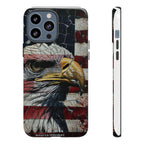 American Flag Bald Eagle phone case | Patriotic iPhone cover, cracked vintage flag design - 250 USA Celebration