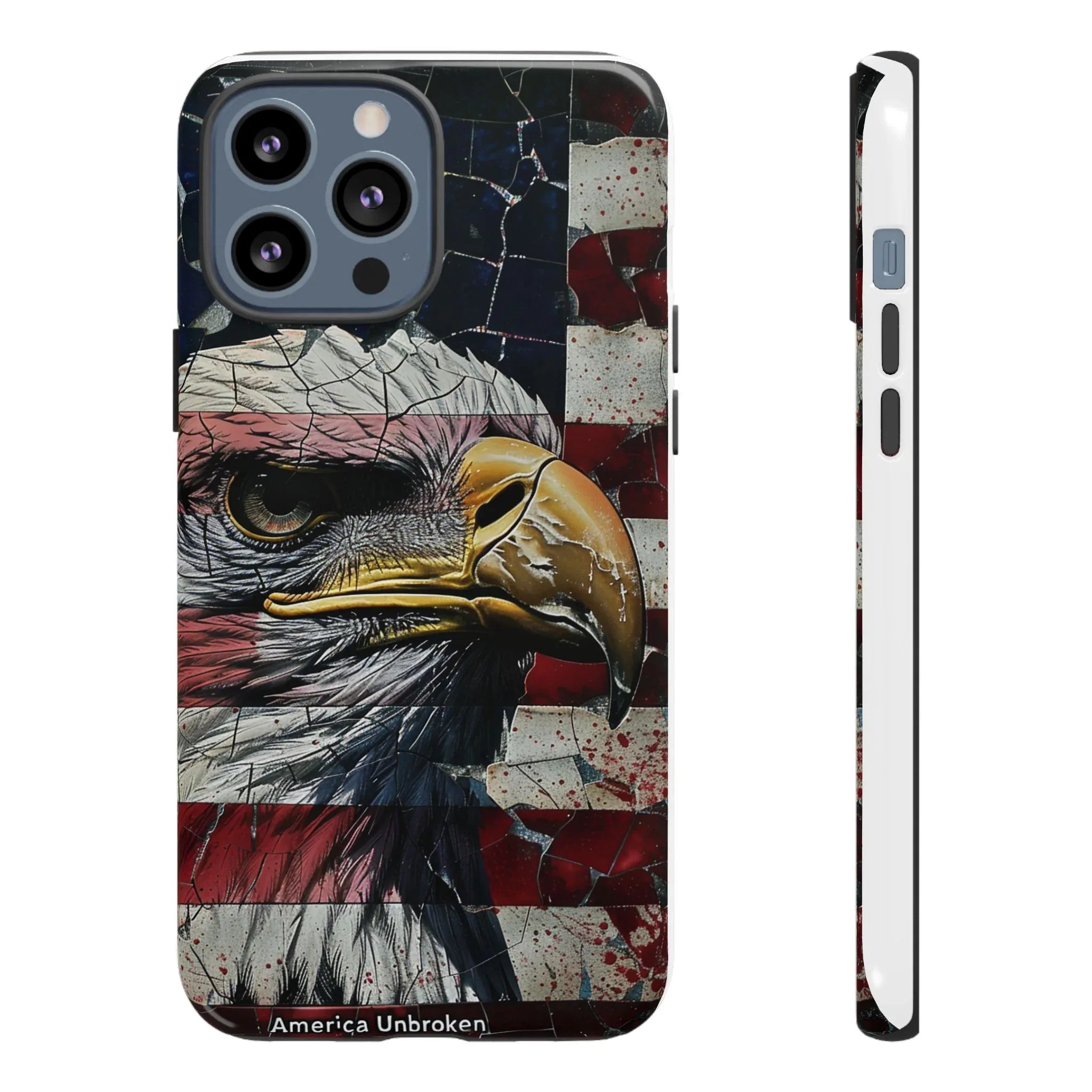 American Flag Bald Eagle phone case | Patriotic iPhone cover, cracked vintage flag design - 250 USA Celebration