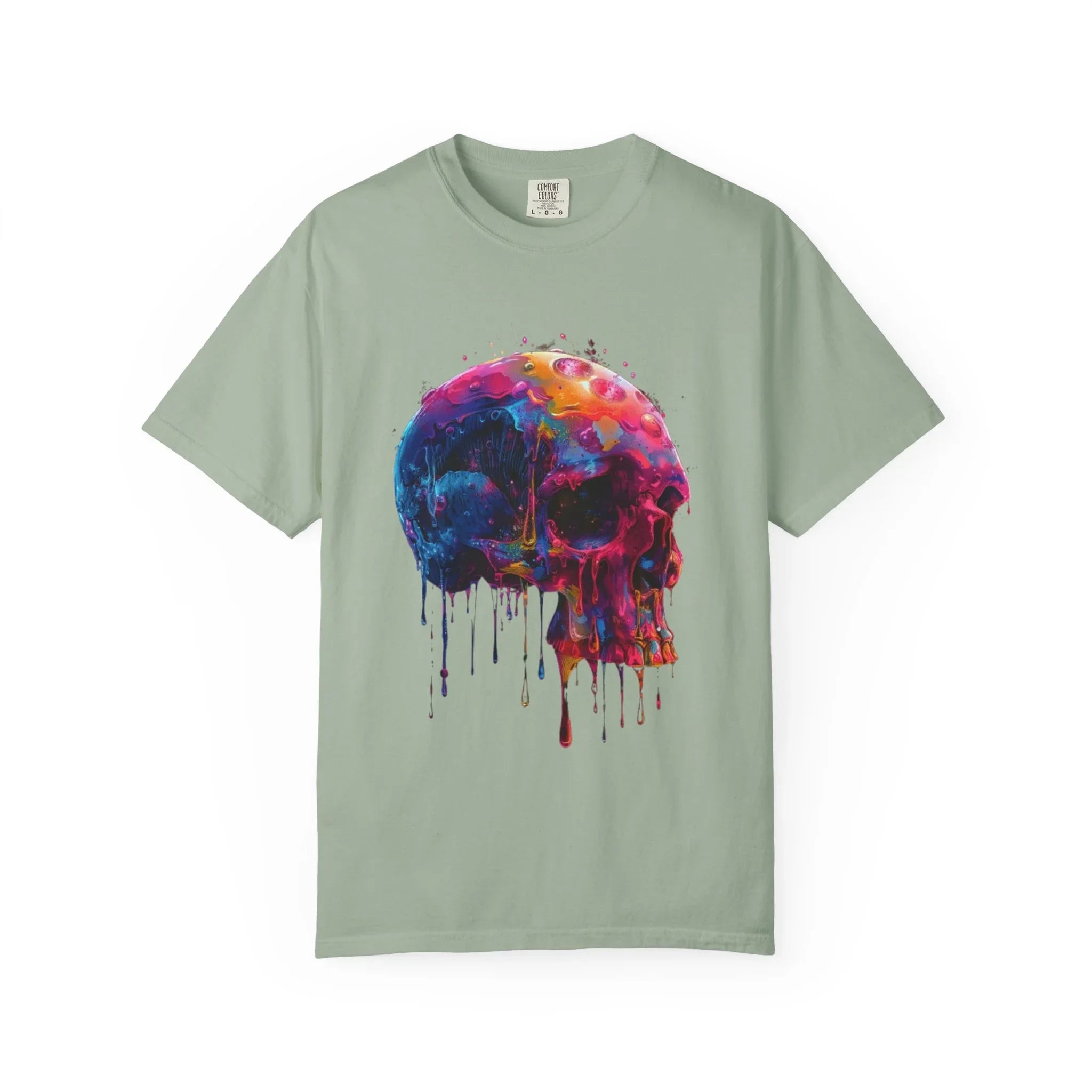 Colorful Drip Skull T-shirt | Watercolor Skull Shirt, Artistic Gothic Tee - 250 USA Celebration