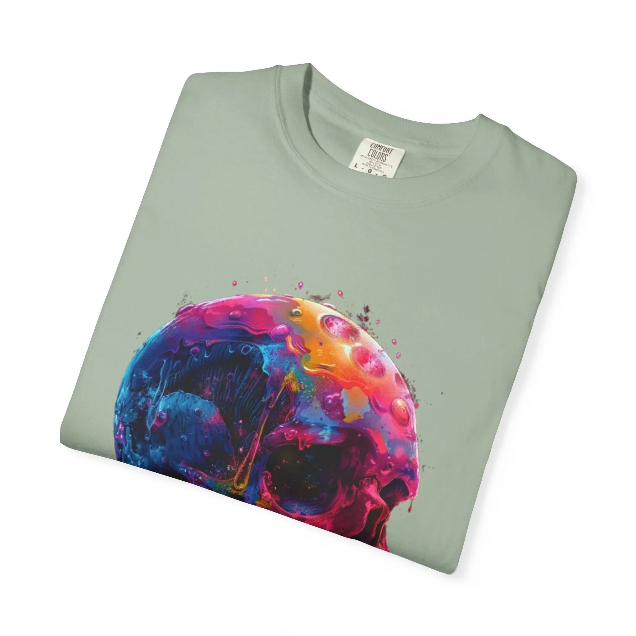Colorful Drip Skull T-shirt | Watercolor Skull Shirt, Artistic Gothic Tee - 250 USA Celebration