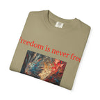 Freedom is Never Free T-shirt | Bald Eagle Patriotic Illustration - 250 USA Celebration