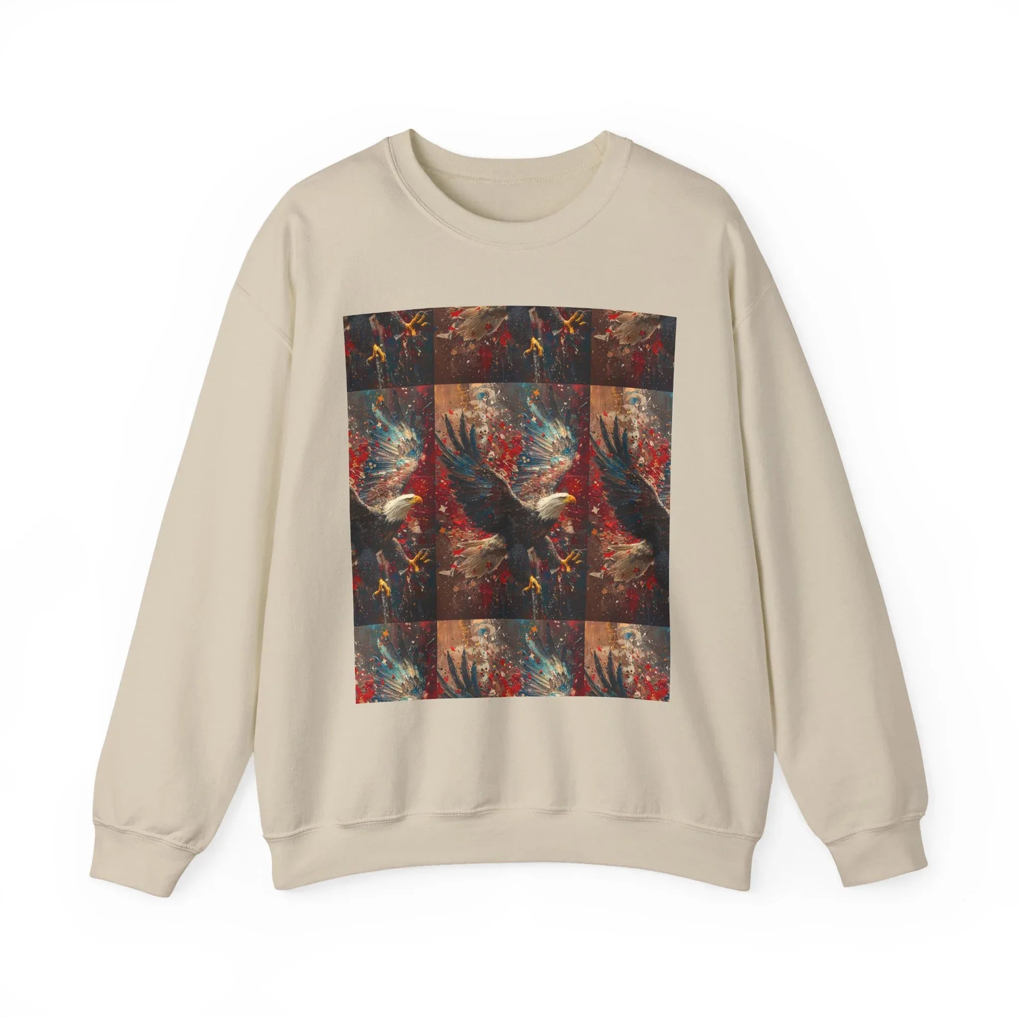 God Bless America Eagle Artwork crewneck sweatshirt | Patriotic eagle collage - 250 USA Celebration