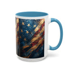 Distressed American Flag Accent Coffee Mug | 11oz 15oz - 250 USA Celebration