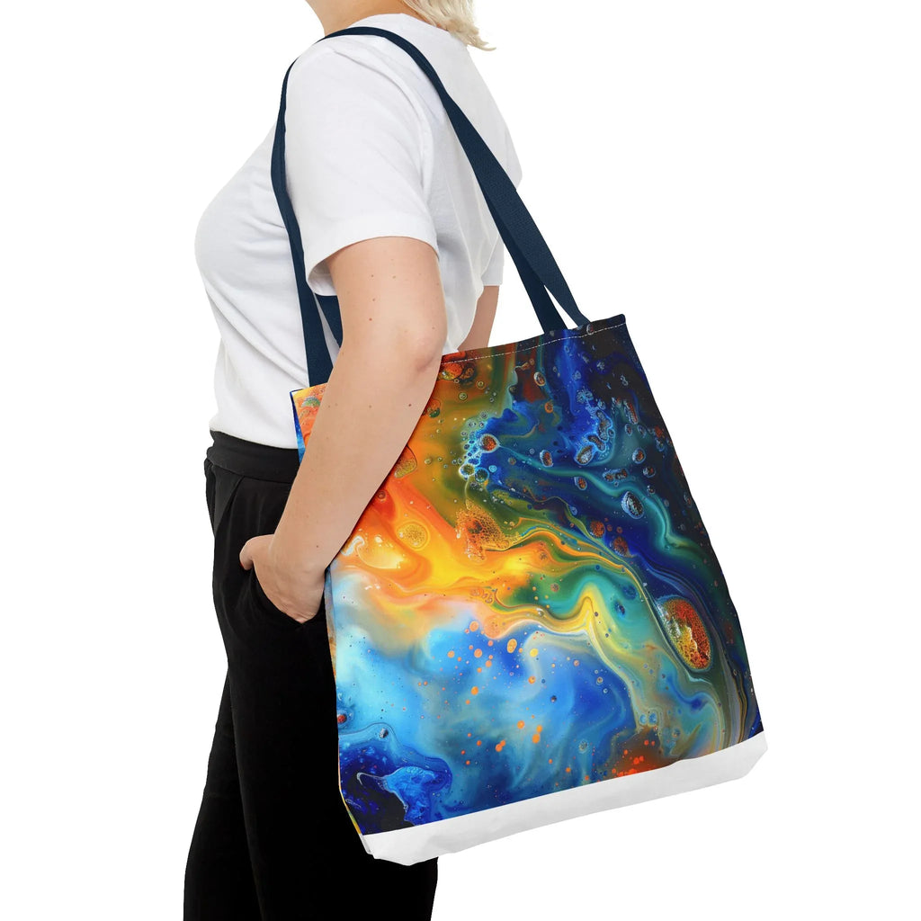 Abstract Fluid Art Tote Bag | Colorful Swirl Beach Bag - 250 USA Celebration