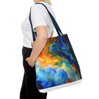 Abstract Fluid Art Tote Bag | Colorful Swirl Beach Bag - 250 USA Celebration