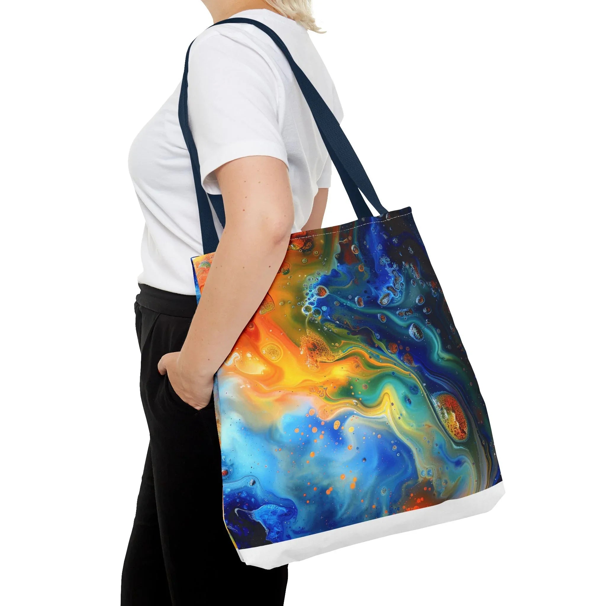 Abstract Fluid Art Tote Bag | Colorful Swirl Beach Bag - 250 USA Celebration