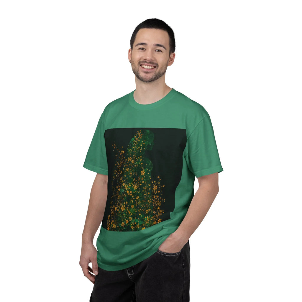 Green Floral Silhouette T-shirt | Botanical Sparkle Art abstract art t-shirt, women's, abstract graphic tee women, girls abstract shirt - 250 USA Celebration