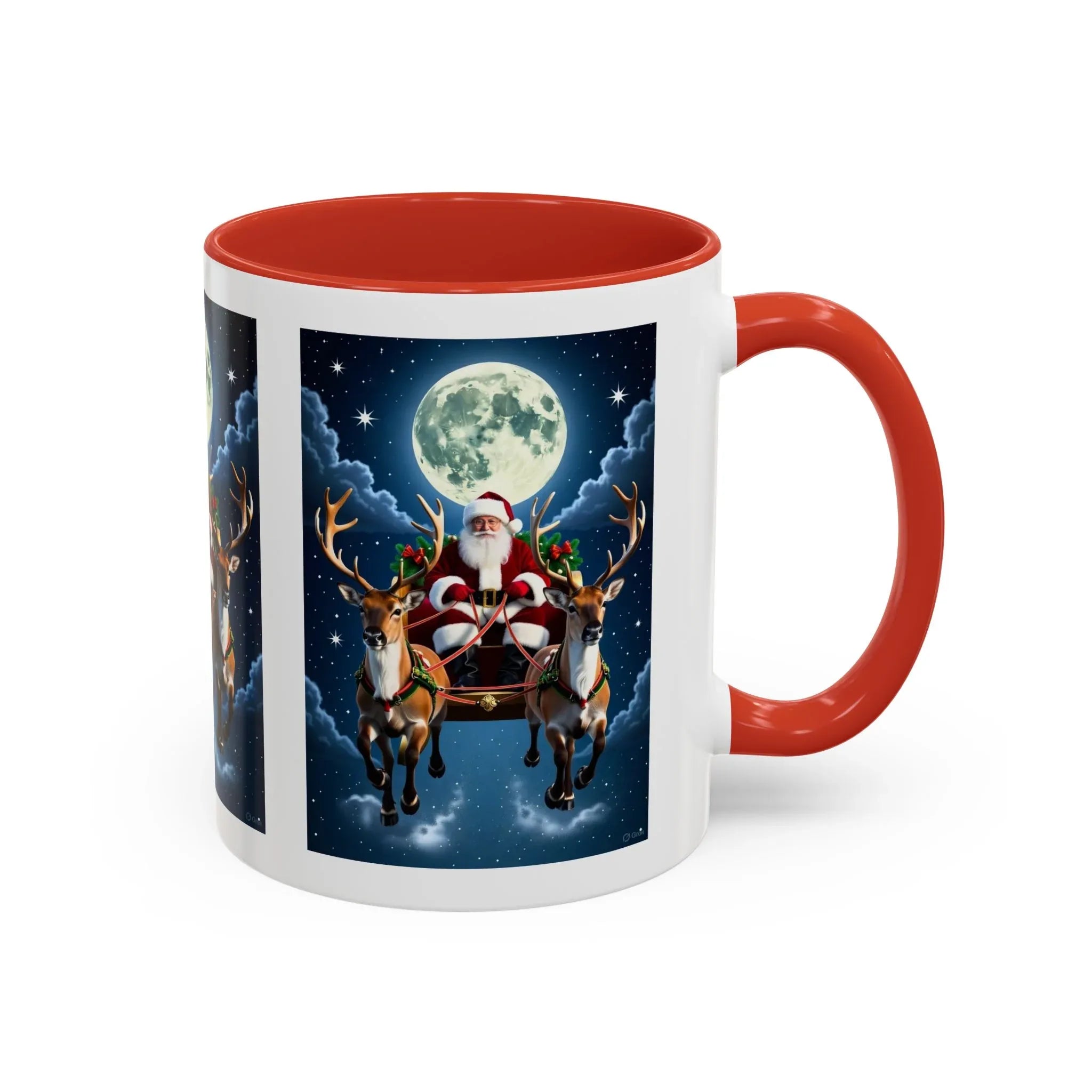 Santa Sleigh with Reindeer Coffee Mug | Christmas Moon Accent Mug - 250 USA Celebration
