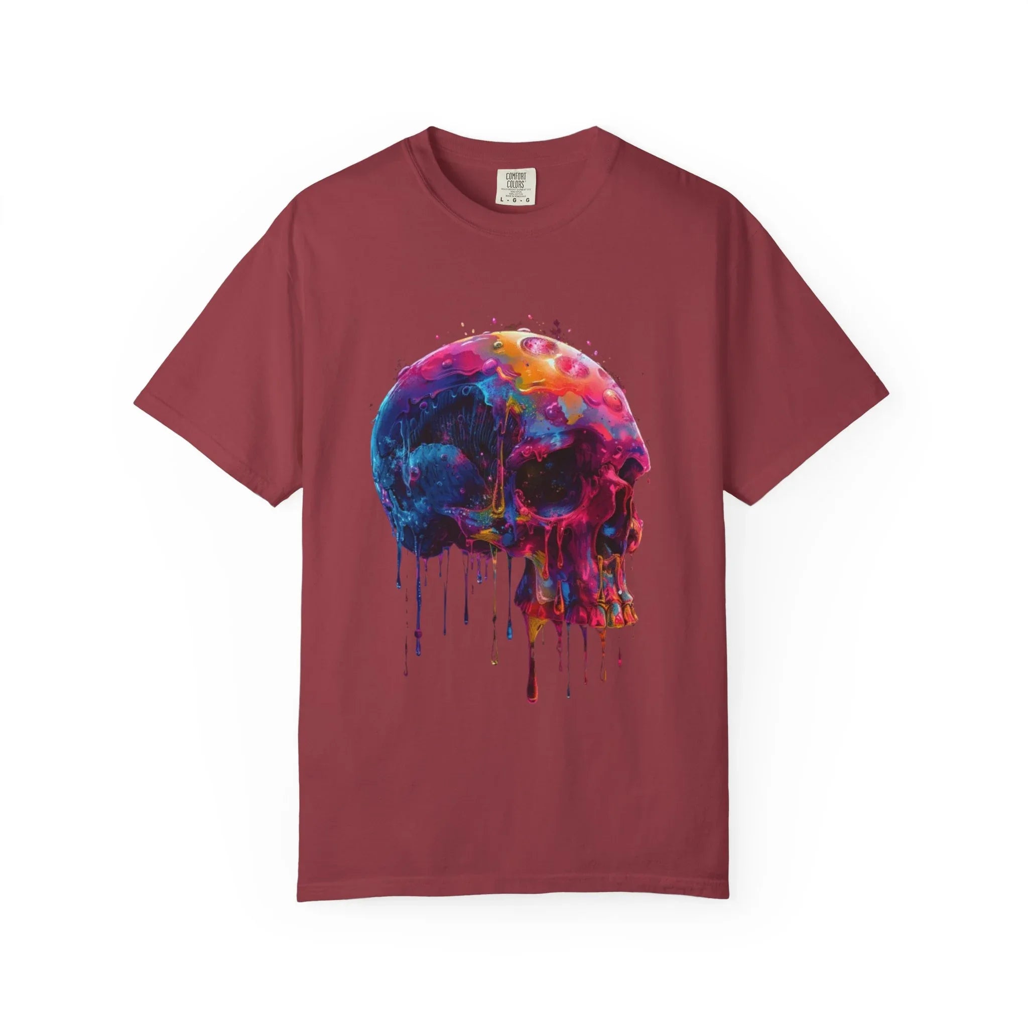 Colorful Drip Skull T-shirt | Watercolor Skull Shirt, Artistic Gothic Tee - 250 USA Celebration