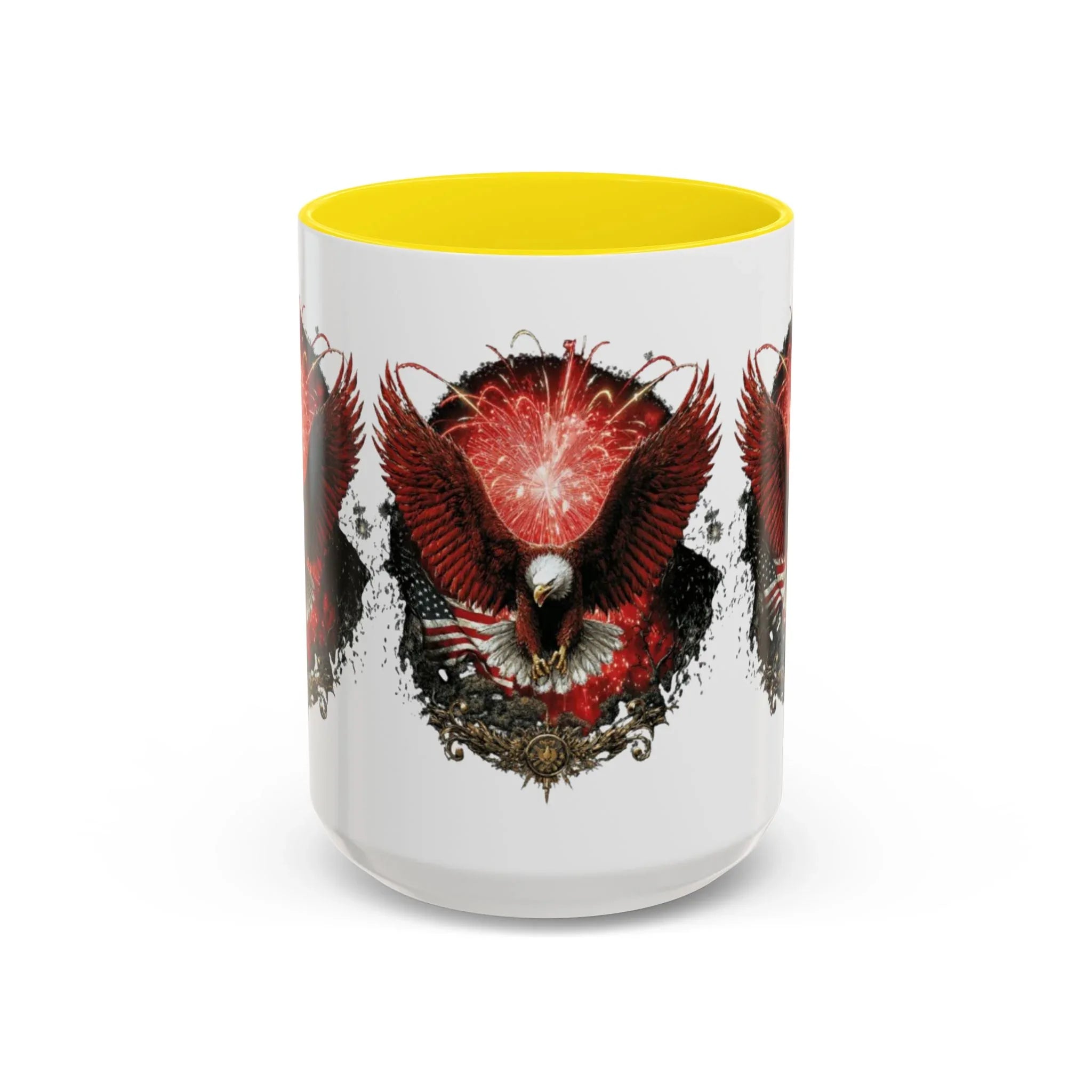 Red Eagle Emblem Accent Coffee Mug | Patriotic Eagle Design - 250 USA Celebration