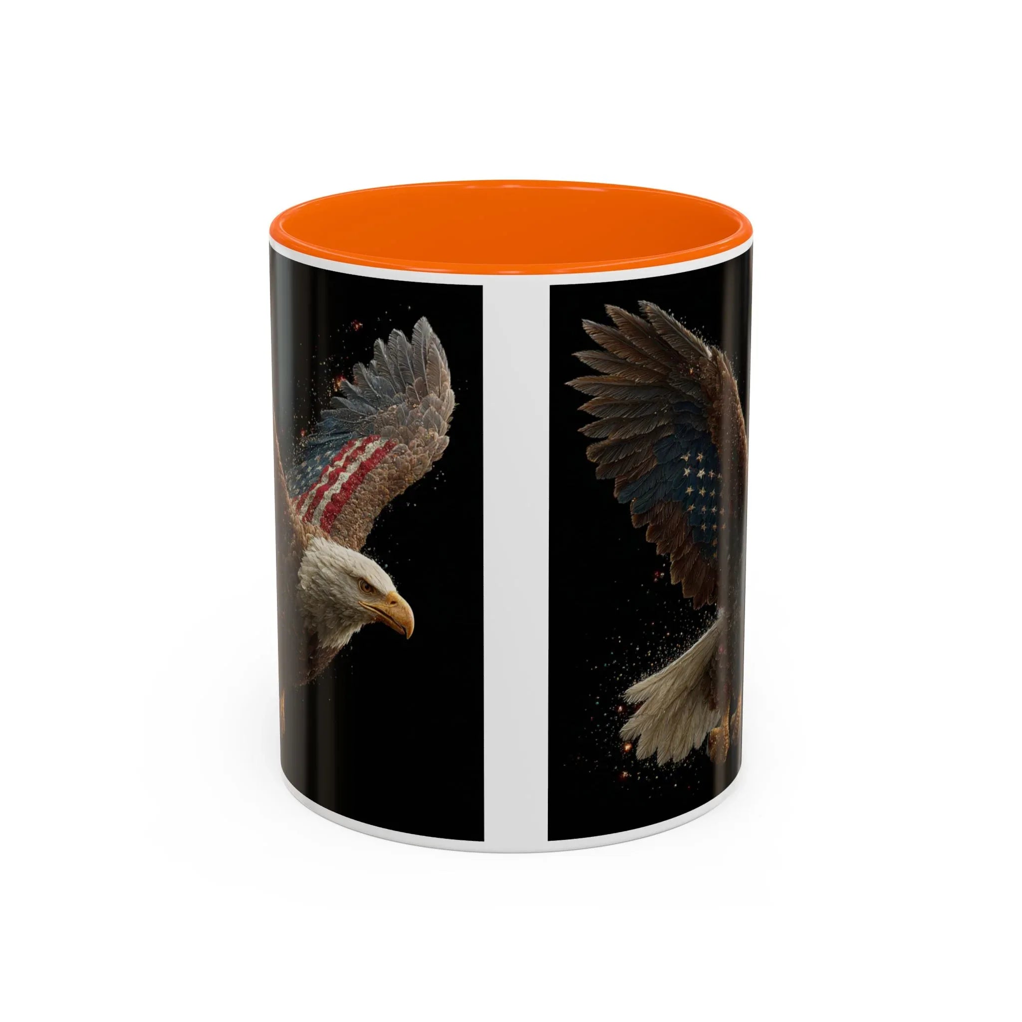 American Flag Bald Eagle Coffee Mug | Patriotic Eagle Wings, Black Accent 11oz 15oz - 250 USA Celebration