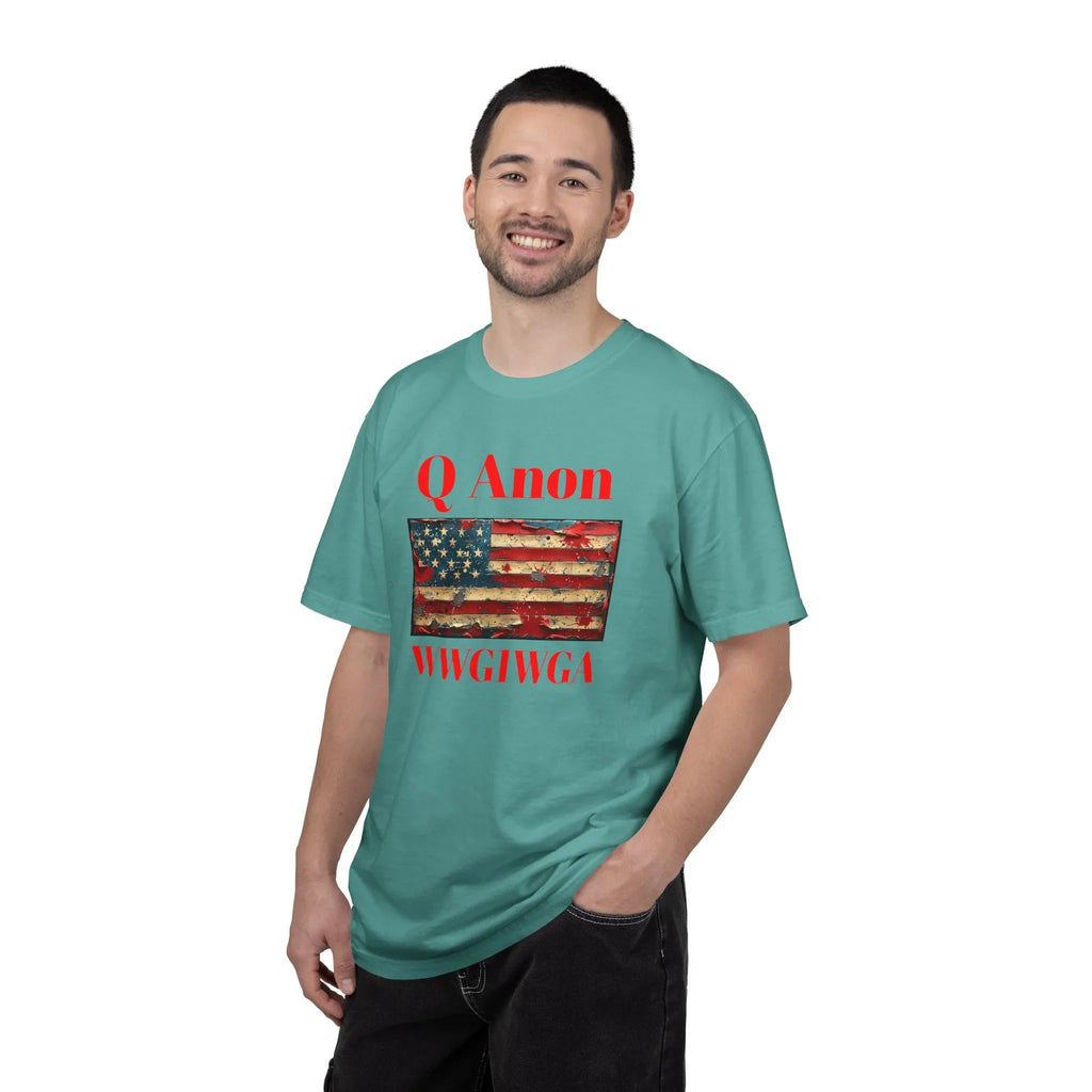 Q Anon WWG1WGA T-Shirt | American Flag Graphic Tee - 250 USA Celebration