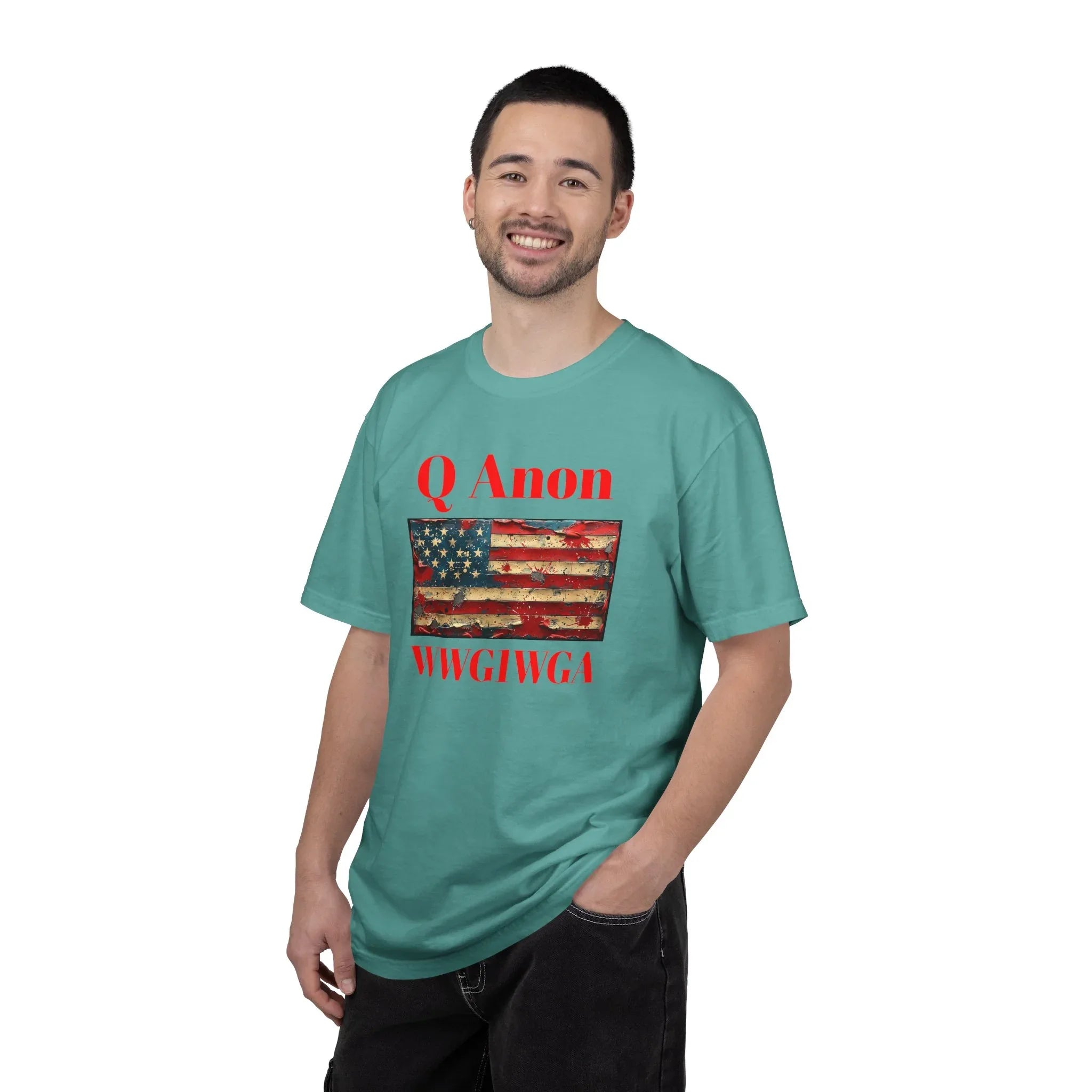 Q Anon WWG1WGA T-Shirt | American Flag Graphic Tee - 250 USA Celebration