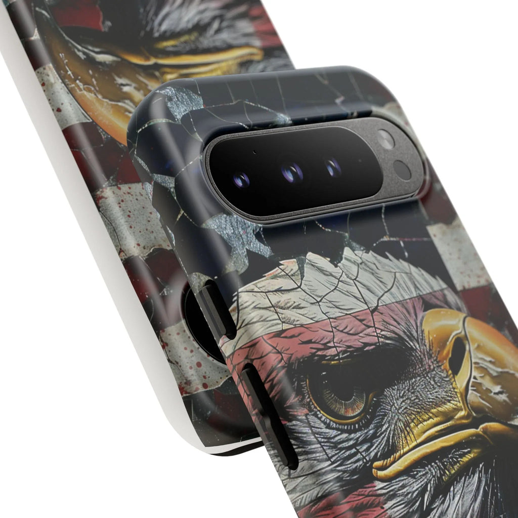 American Flag Bald Eagle phone case | Patriotic iPhone cover, cracked vintage flag design - 250 USA Celebration