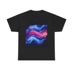 Galaxy Wave Abstract Art T-Shirt | Cosmic Pink Blue Nebula - 250 USA Celebration