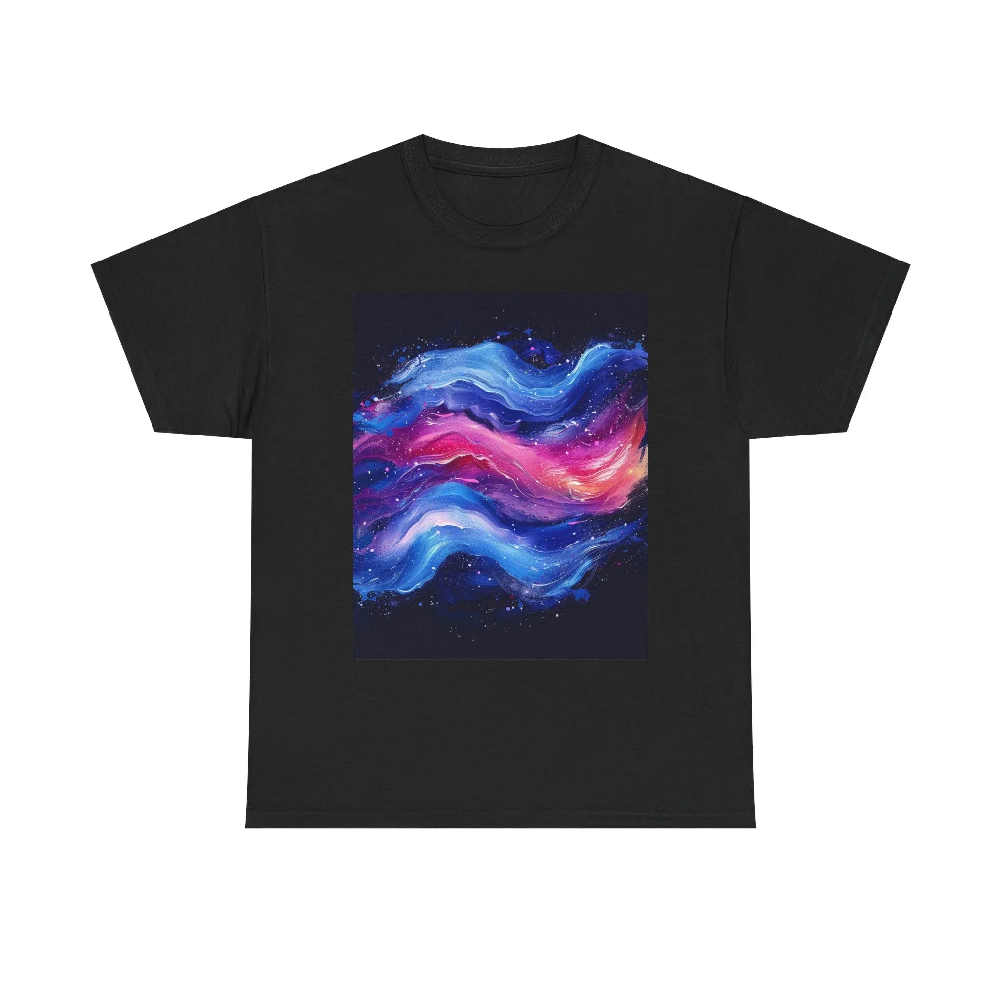 Galaxy Wave Abstract Art T-Shirt | Cosmic Pink Blue Nebula - 250 USA Celebration