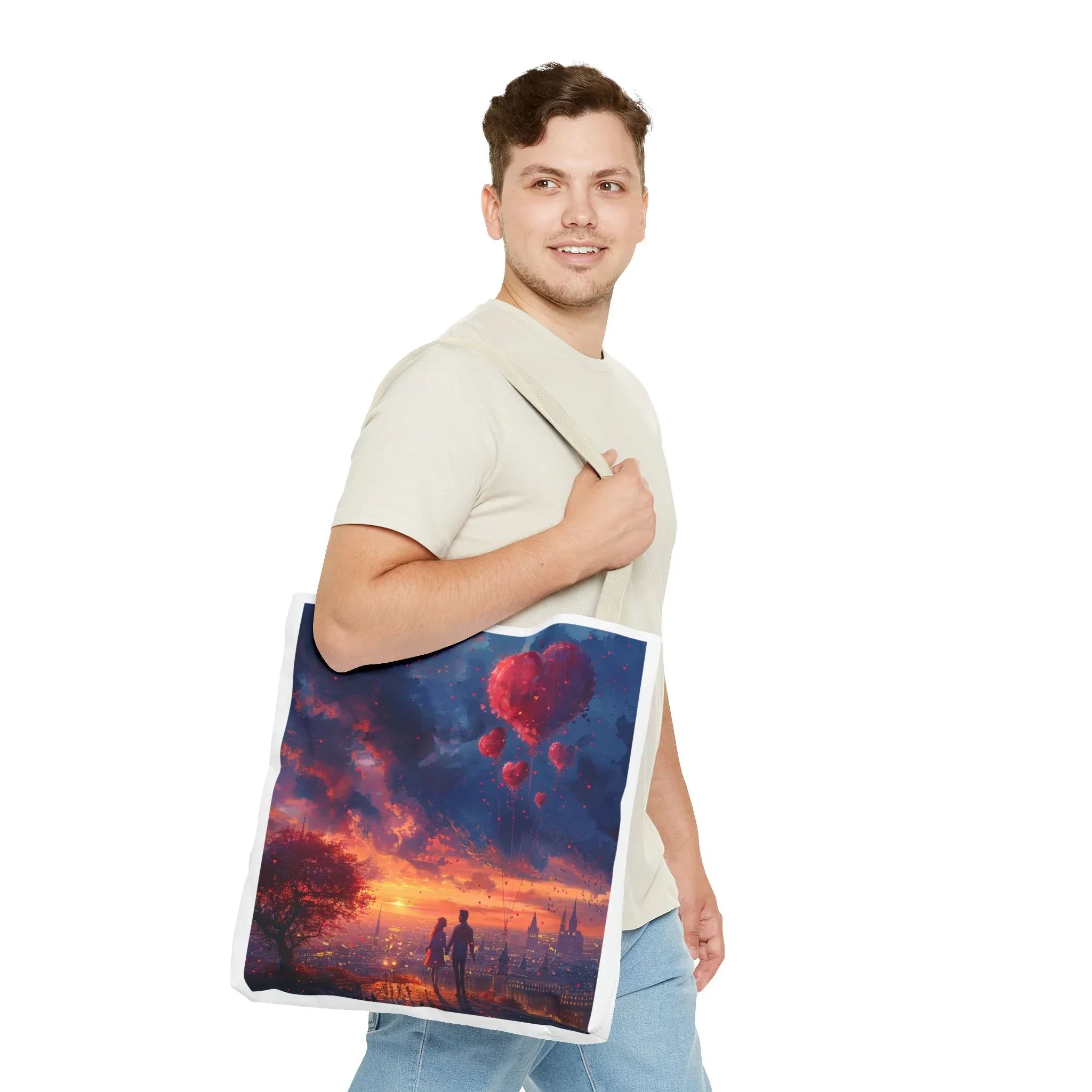 Romantic Heart Tote Bag, Date Nights, Valentine's Day, Travel, Valentine's Day Women's Merchandise, Cute Love Apparel, Valentine's Gifts, - 250 USA Celebration