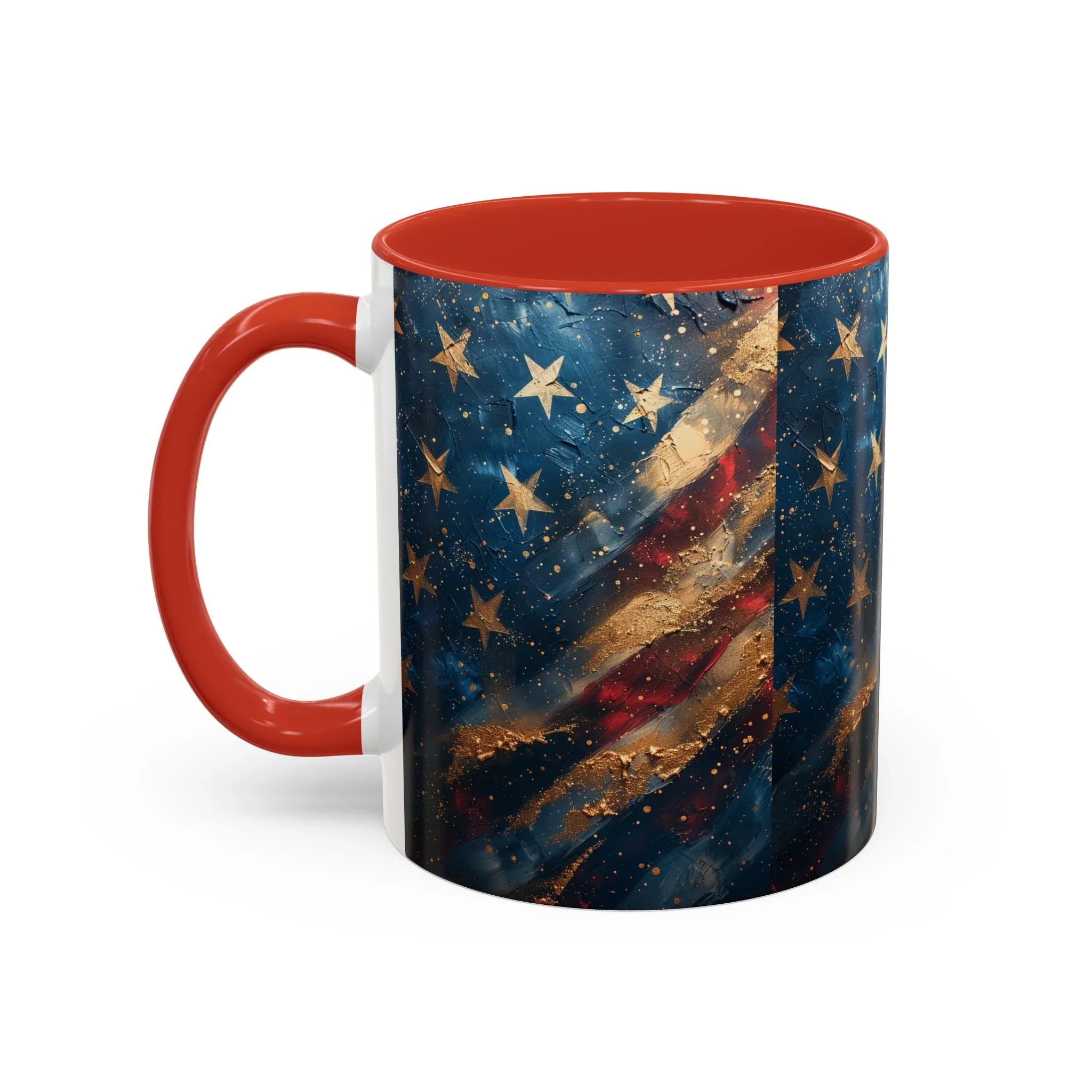 Distressed American Flag Accent Coffee Mug | 11oz 15oz - 250 USA Celebration