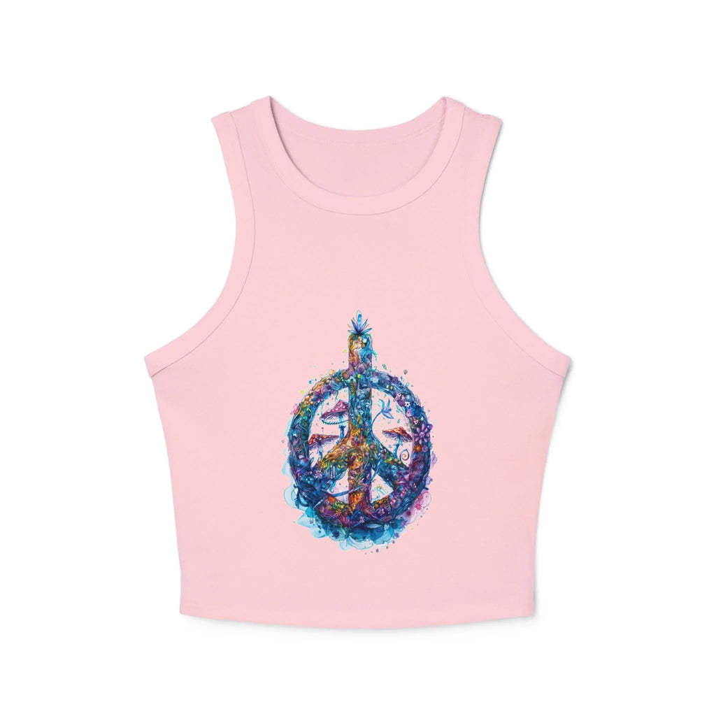 Watercolor Peace Sign Racer Tank Top | Tie Dye Boho Hippie - 250 USA Celebration