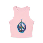Watercolor Peace Sign Racer Tank Top | Tie Dye Boho Hippie - 250 USA Celebration