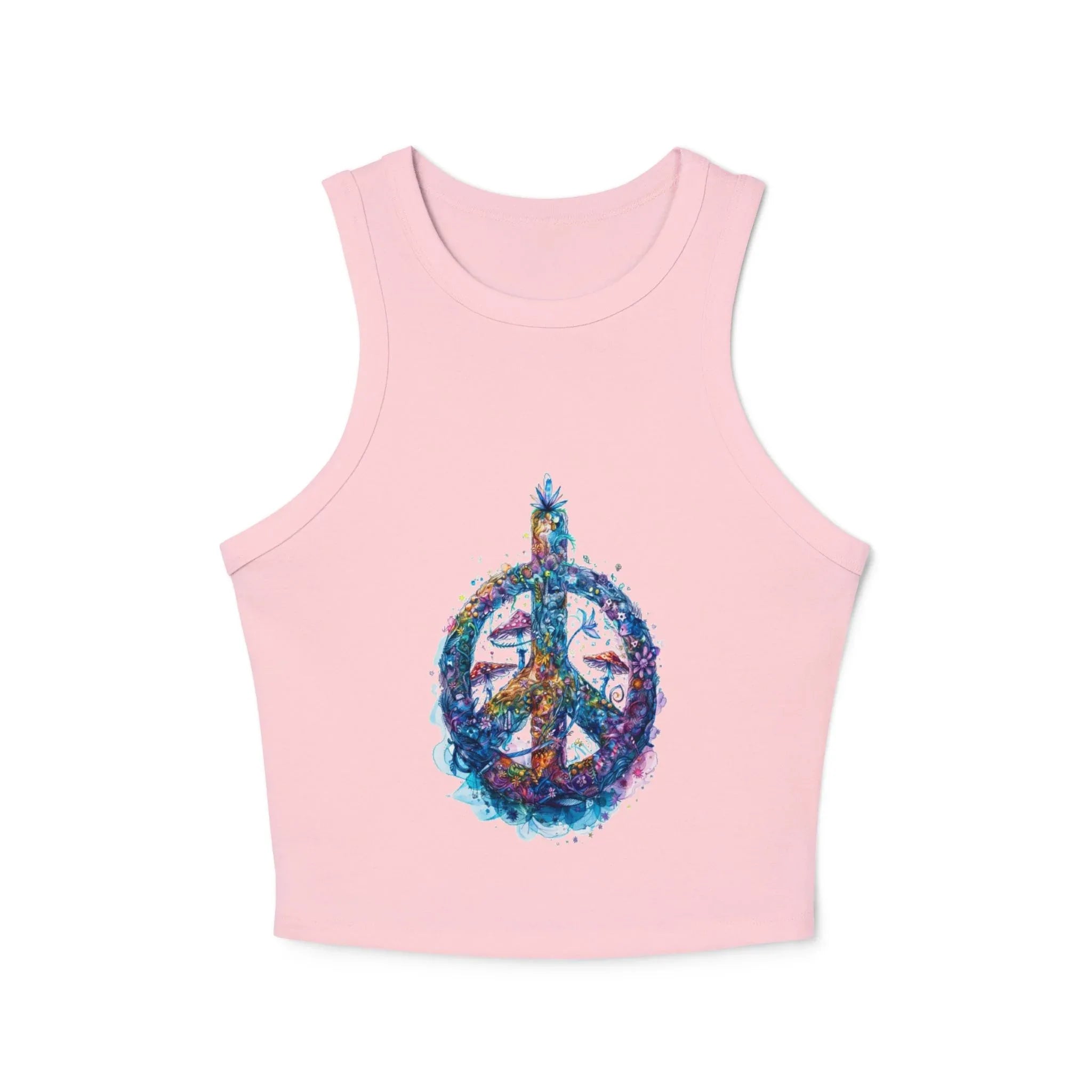 Watercolor Peace Sign Racer Tank Top | Tie Dye Boho Hippie - 250 USA Celebration