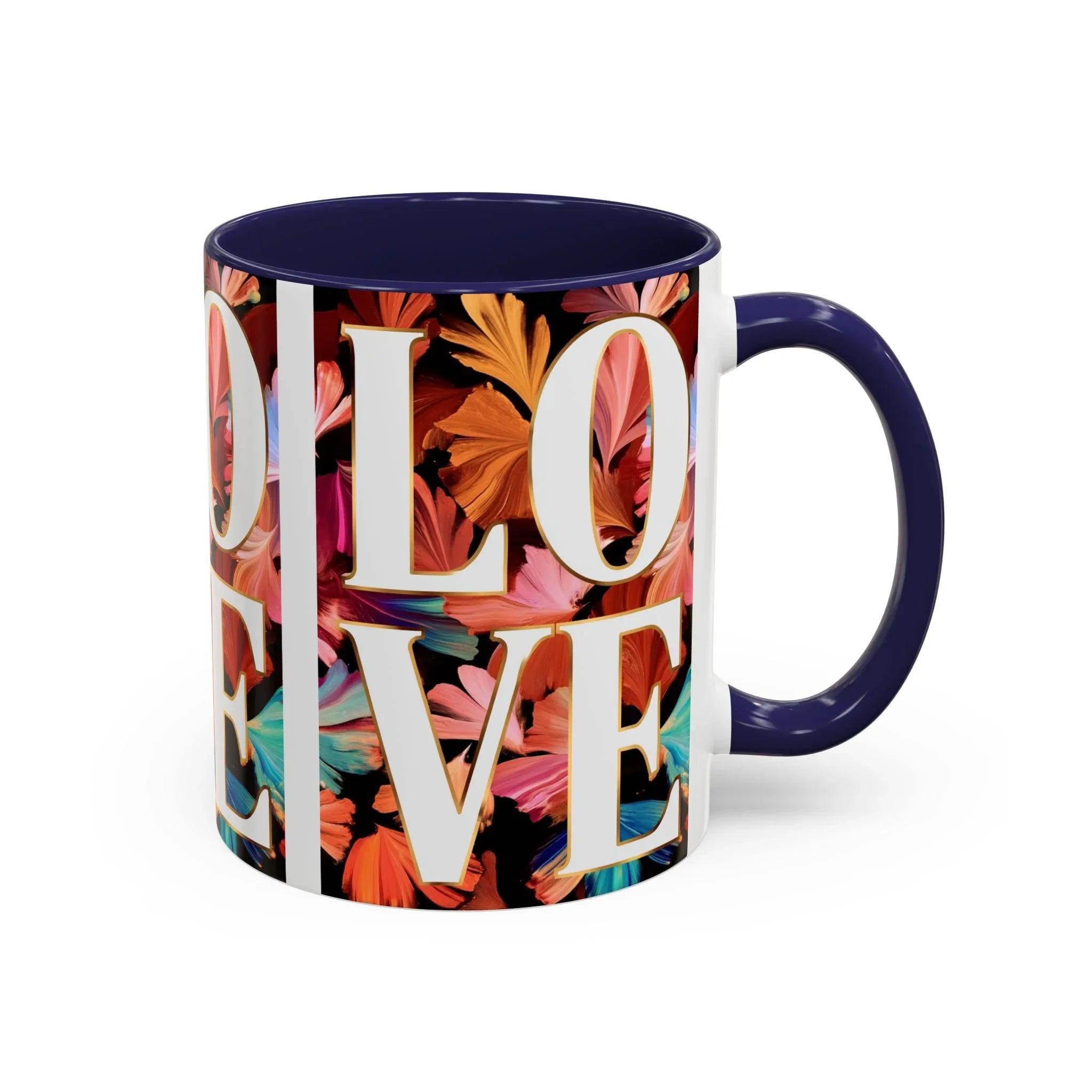 Floral Bold LOVE Mug | Accent Coffee Mug 11oz 15oz - 250 USA Celebration