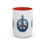 Psychedelic Mushroom Peace Sign Mug | Neon Tie-Dye Peace Script - 250 USA Celebration