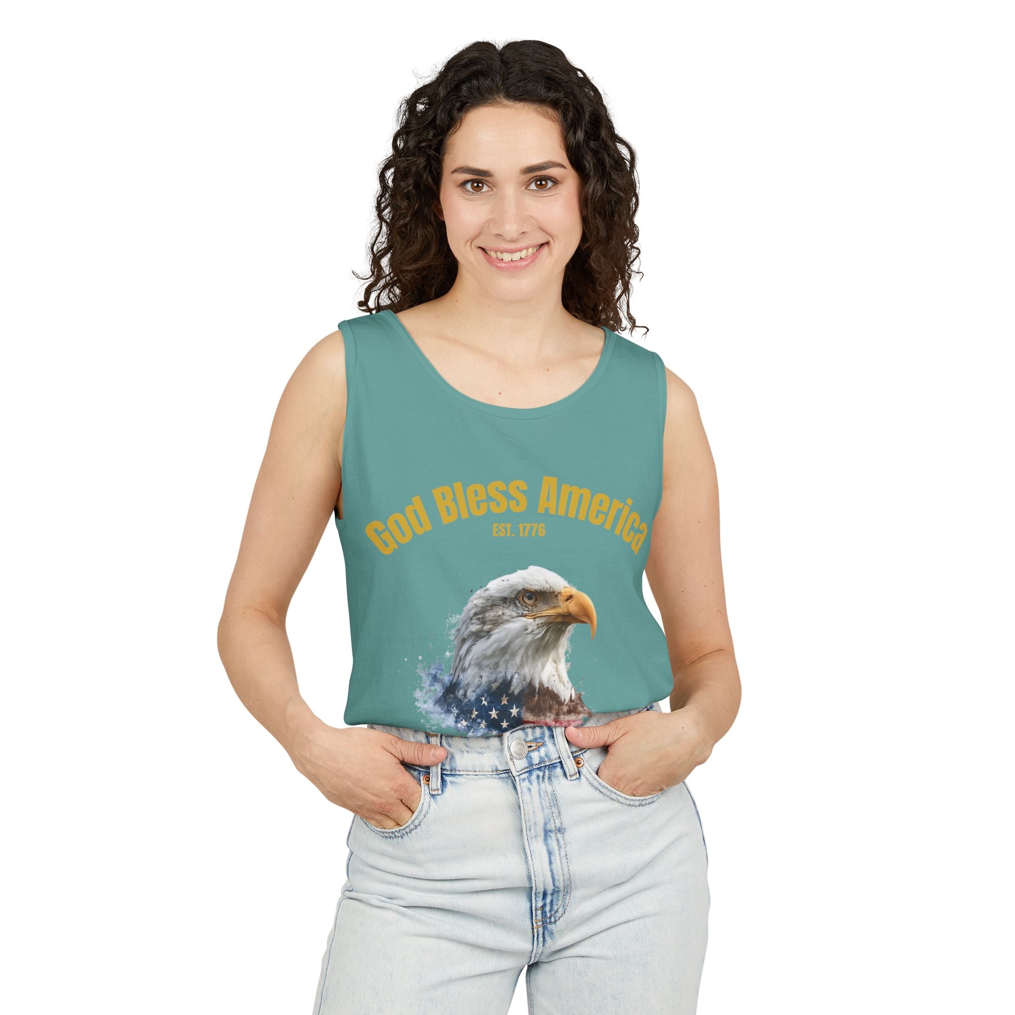 America 250 Tank Top | Official 250th Anniversary Edition American Bald Eagle watercolor flag Tank Top | Patriotic Eagle design