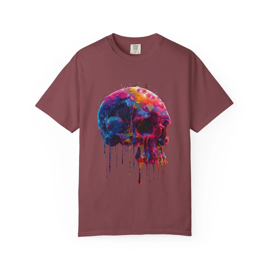 Colorful Drip Skull T-shirt | Watercolor Skull Shirt, Artistic Gothic Tee - 250 USA Celebration