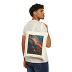 Canvas Tote Bag — Vintage American Flag Portrait / Cosmic Nebula Art