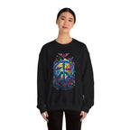 Psychedelic Mushroom Peace Sign Crewneck Sweatshirt | 60s Hippie Tie-Dye - 250 USA Celebration