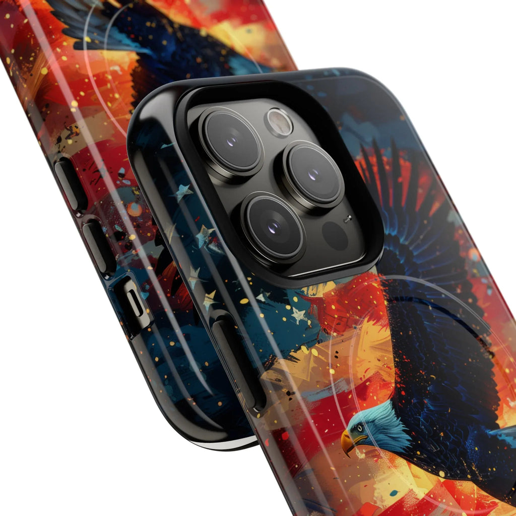 Eagle Flag Magnetic Phone Case, Patriotic iPhone Cover, Tough Cell Phone Cases, Gift for Veterans, Independence Day Accessories - 250 USA Celebration