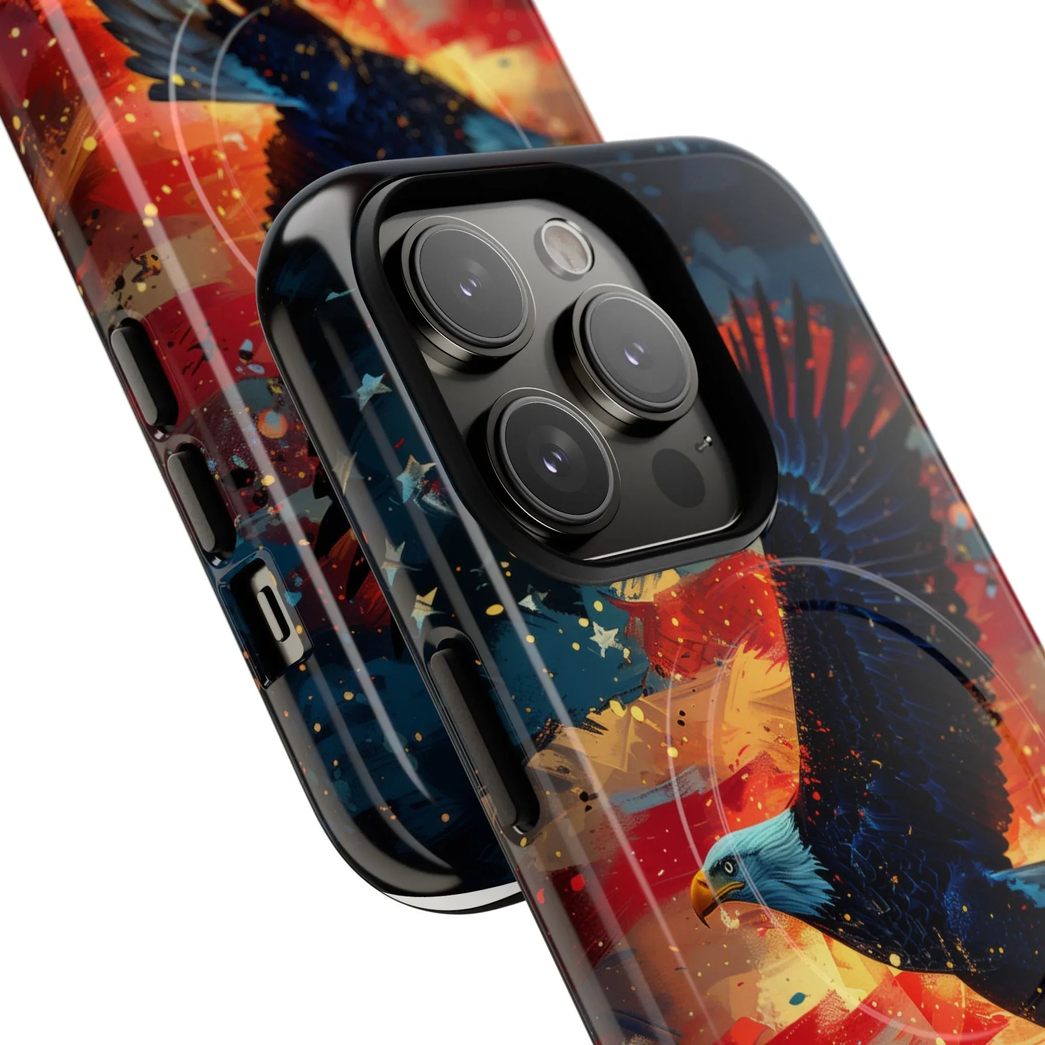 Eagle Flag Magnetic Phone Case, Patriotic iPhone Cover, Tough Cell Phone Cases, Gift for Veterans, Independence Day Accessories - 250 USA Celebration