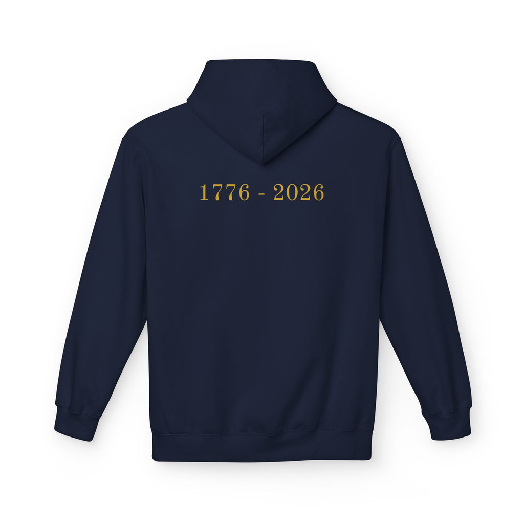 Patriotic Eagle Hoodie — American Flag Bald Eagle with "1776 - 2026" Back Print
