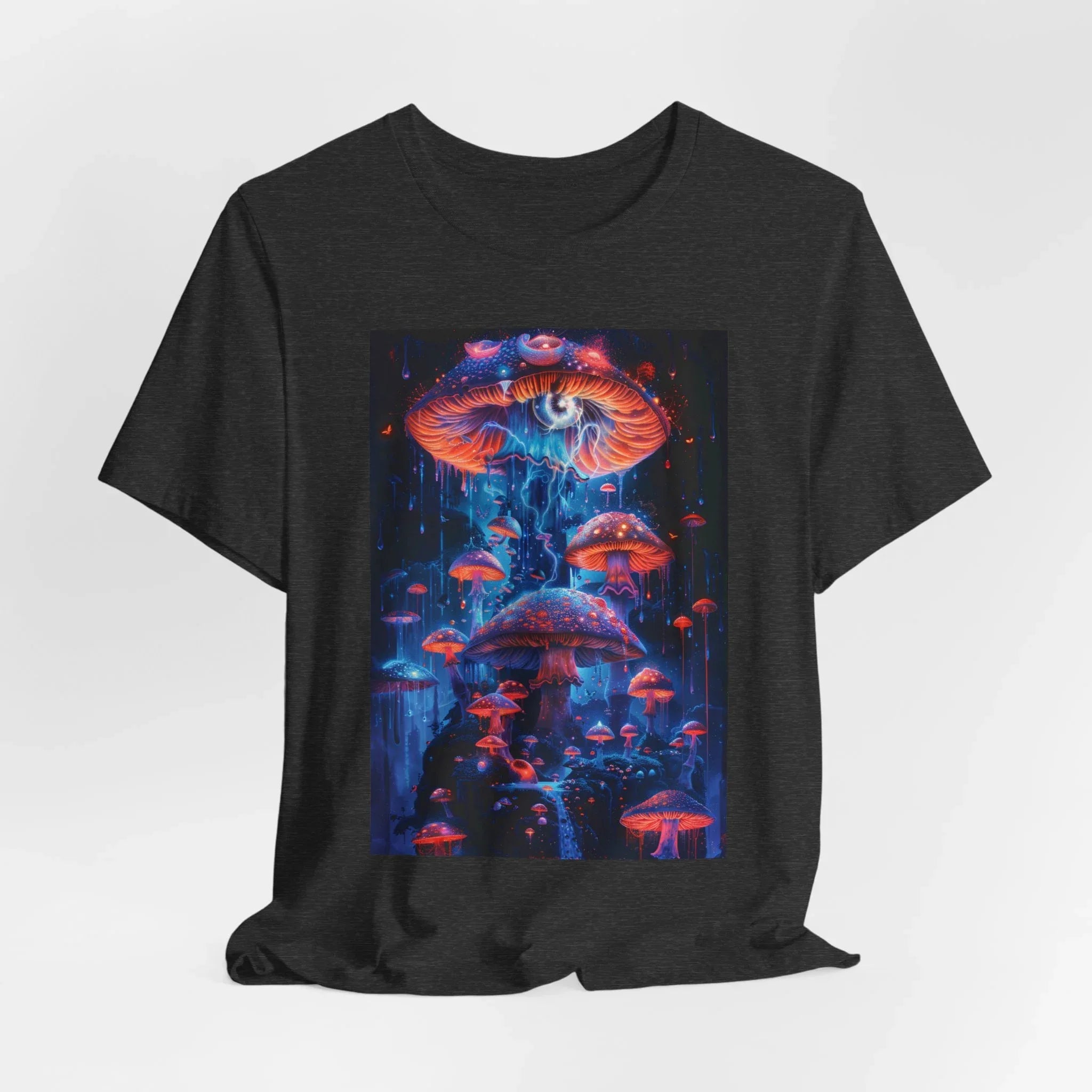 Glowing Third Eye Psychedelic Mushrooms T-Shirt | Neon Lava Lamp Blacklight - 250 USA Celebration