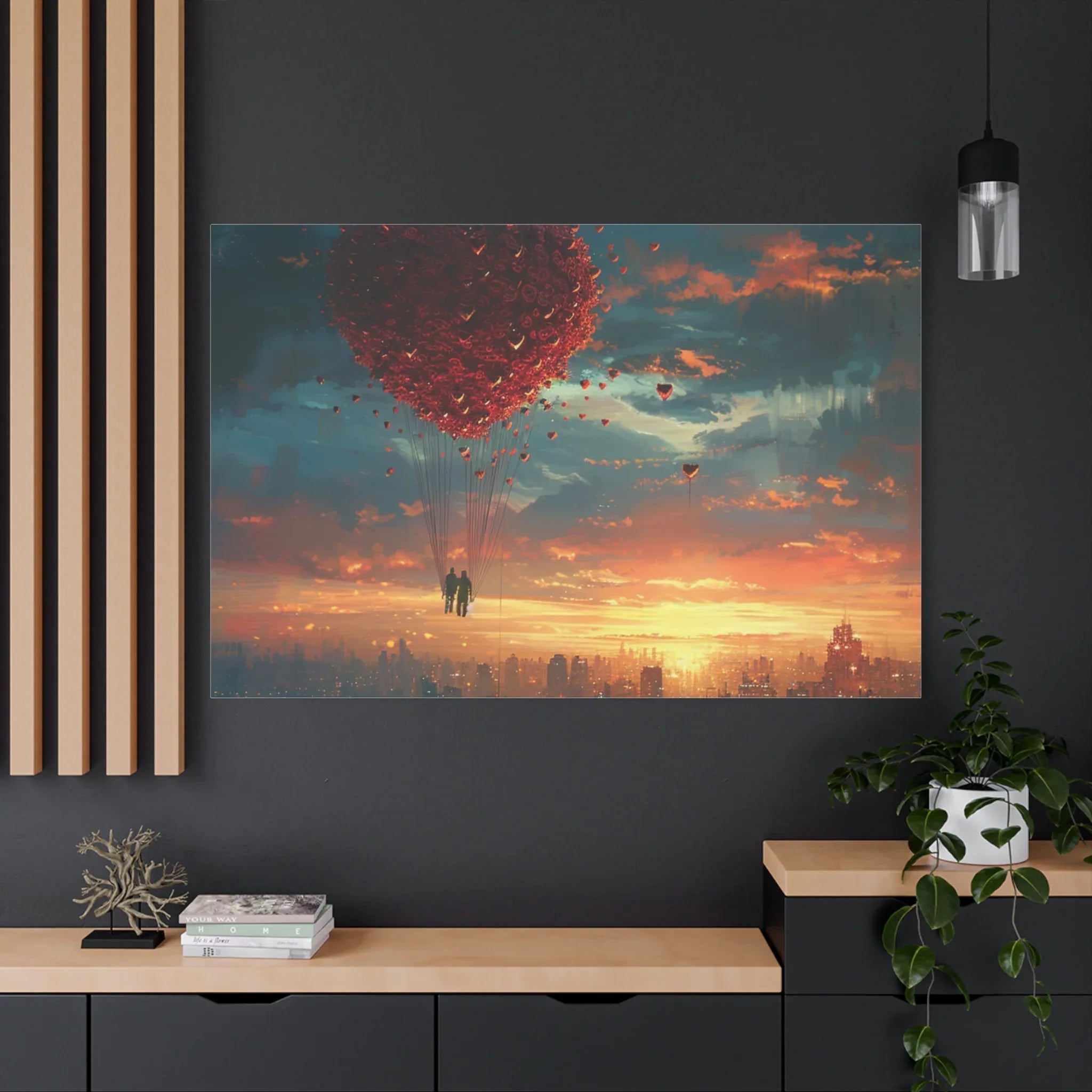 Romantic Canvas Wall Art, Love, Heart Balloon Art, Gift for Couples, Valentines Wall Decor, Valentine's Day Women's Merchandise, Valentines - 250 USA Celebration