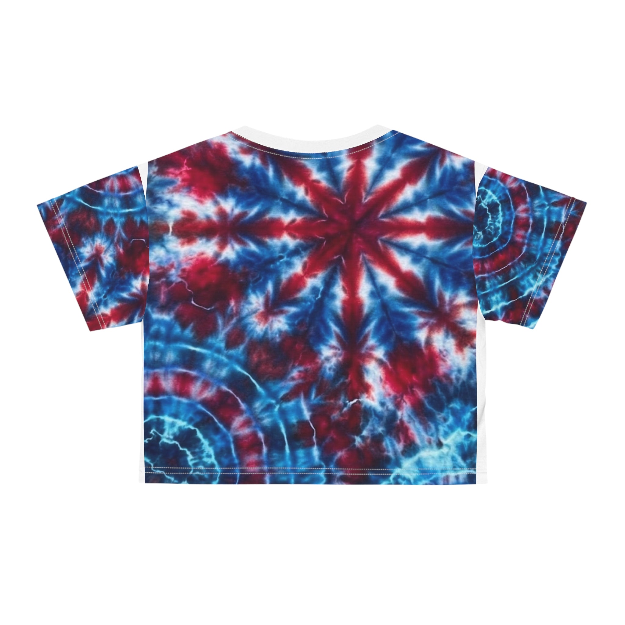 Women's Red White and Blue Tie Dye Crop Top