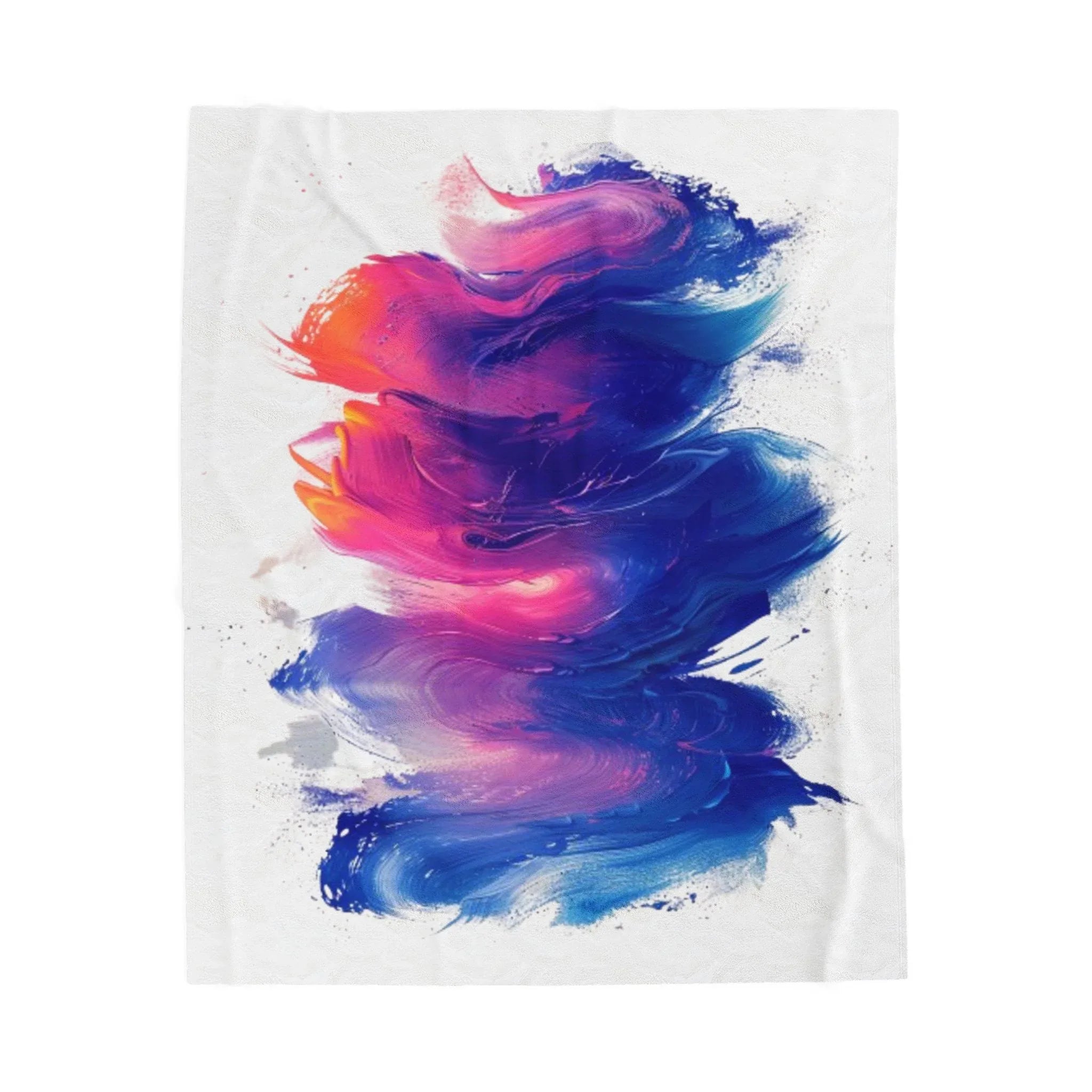 Abstract Colorful Brushstroke Velveteen Plush Blanket | Blue Purple Pink Art Throw - 250 USA Celebration