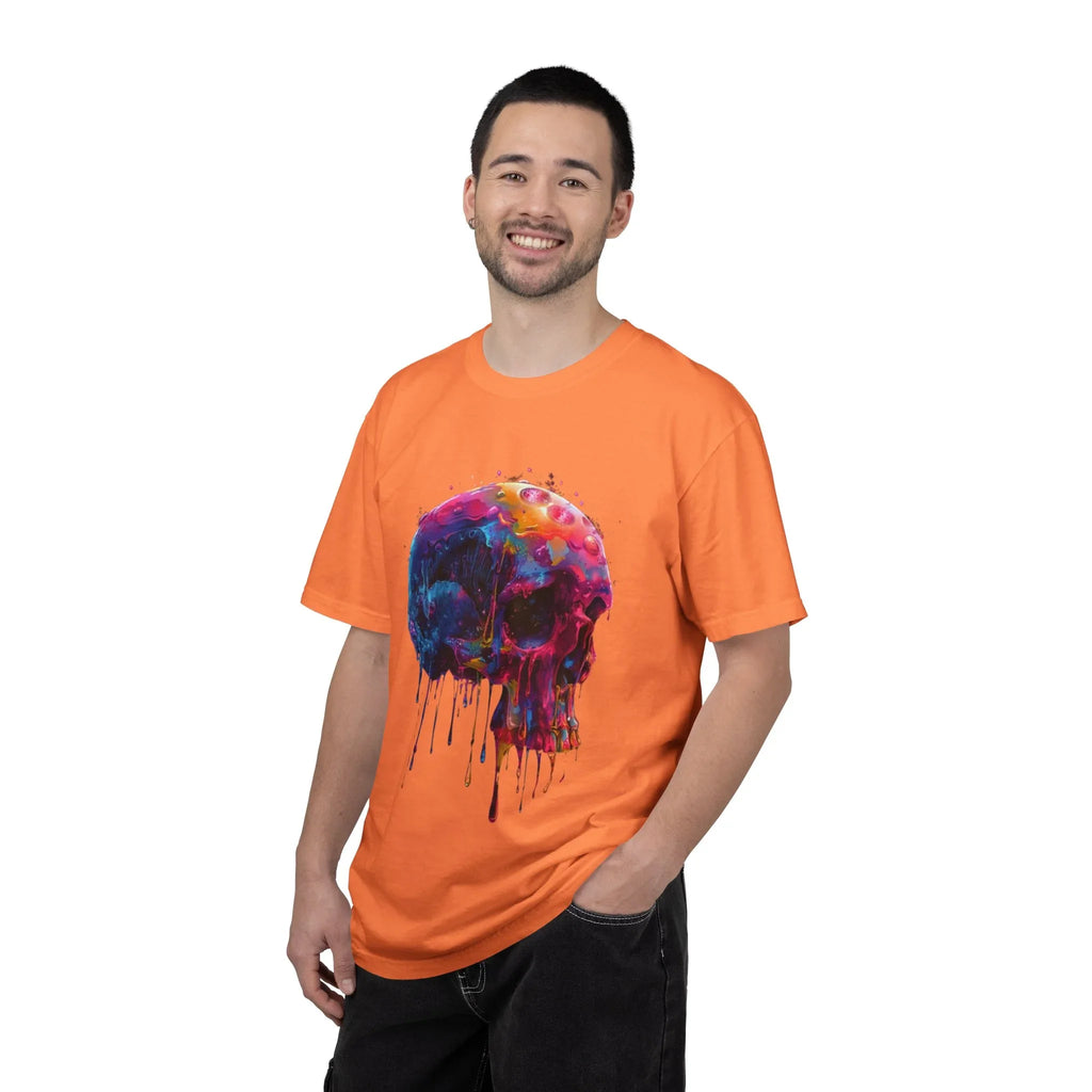 Colorful Drip Skull T-shirt | Watercolor Skull Shirt, Artistic Gothic Tee - 250 USA Celebration