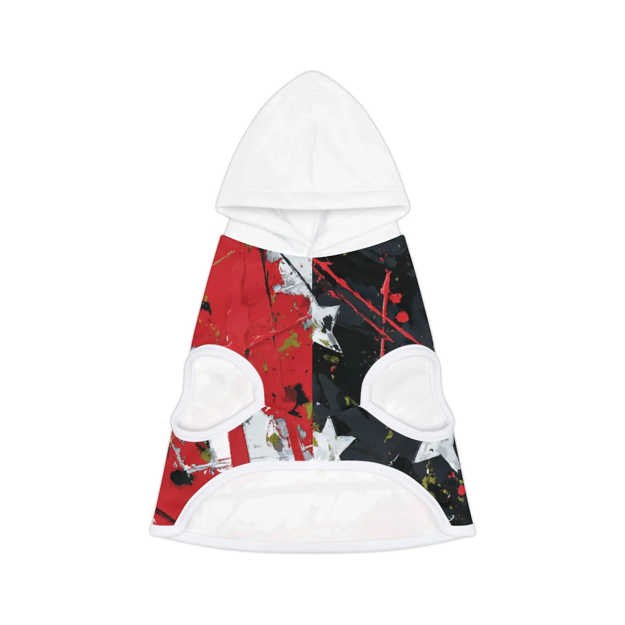 Abstract Red Black Paint Splatter Pet Hoodie | Star Accent - 250 USA Celebration