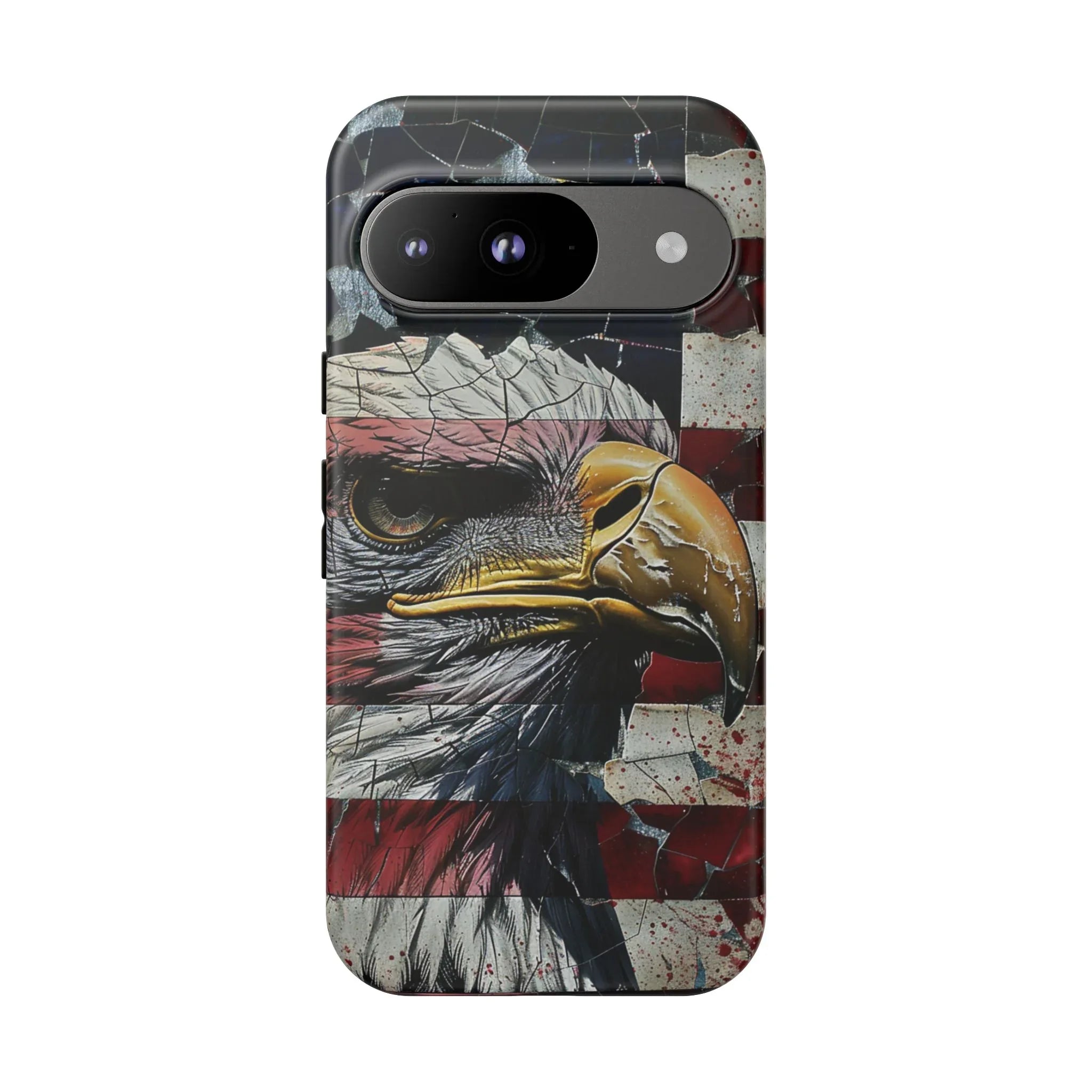 American Flag Bald Eagle phone case | Patriotic iPhone cover, cracked vintage flag design - 250 USA Celebration