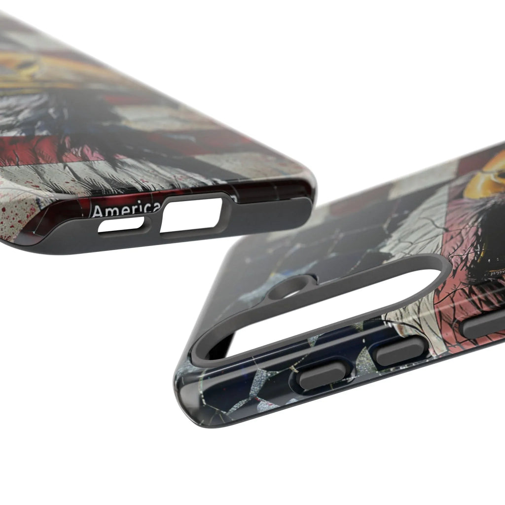 American Flag Bald Eagle phone case | Patriotic iPhone cover, cracked vintage flag design - 250 USA Celebration