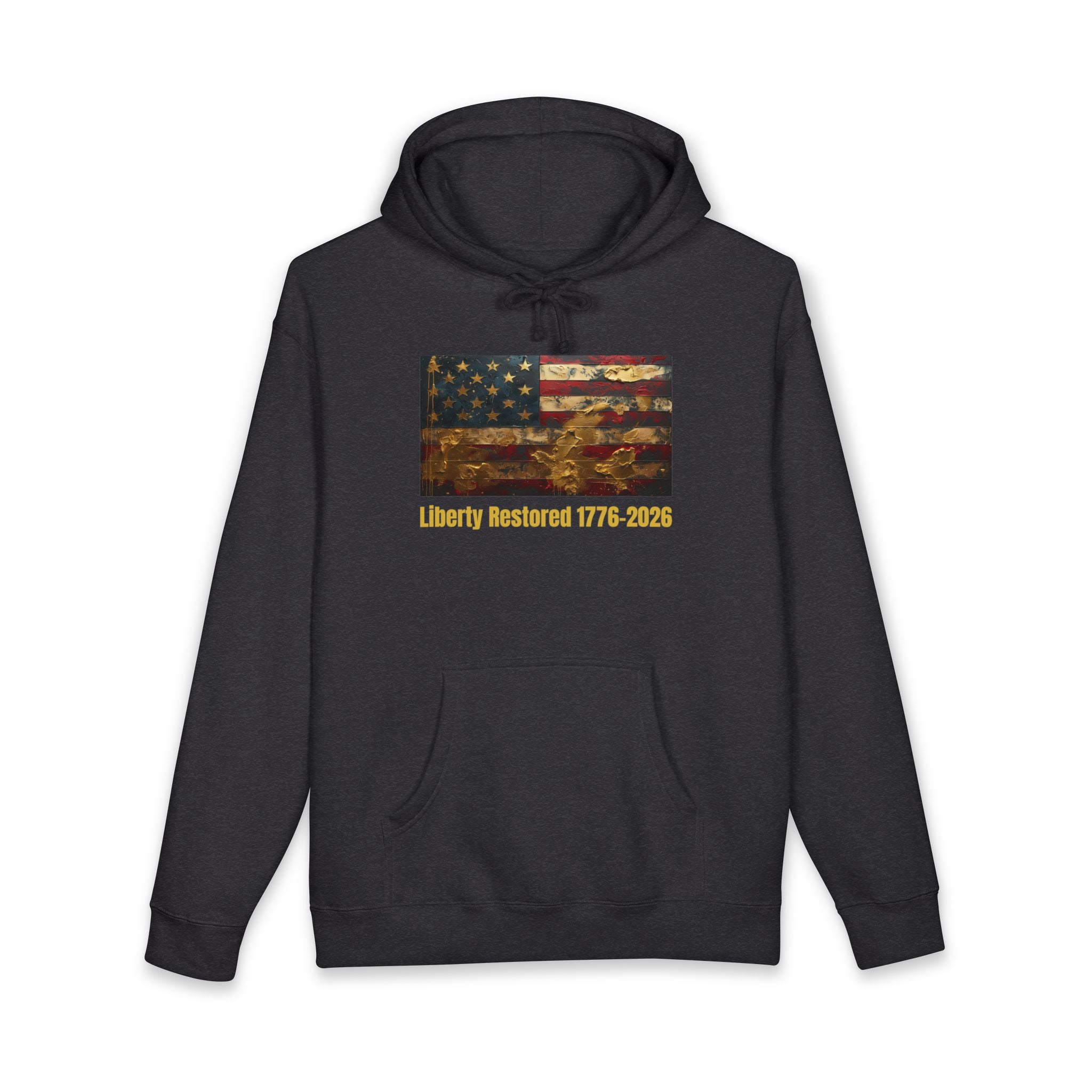 Liberty Restored 1776-2026 Hoodie — Vintage American Flag Patriotic Sweatshirt