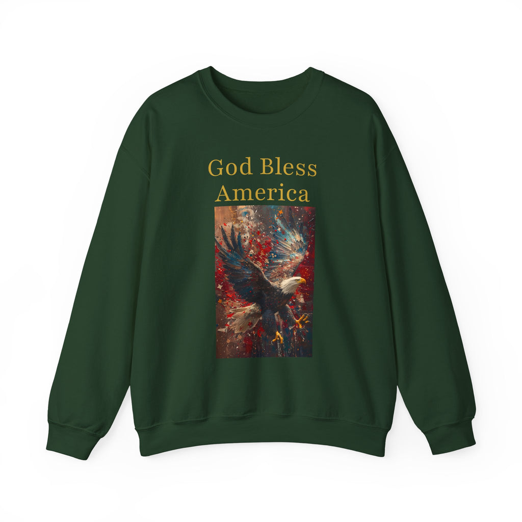 America 250: "God Bless America" Abstract Oil Eagle Hoodie - Patriotic Art Sweatshirt - God Bless America Unisex Crewneck, Gifts for Veterans, Fourth of July Apparel, Comfy Everyday Wear, Perfect...