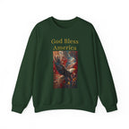 America 250: "God Bless America" Abstract Oil Eagle Hoodie - Patriotic Art Sweatshirt - God Bless America Unisex Crewneck, Gifts for Veterans, Fourth of July Apparel, Comfy Everyday Wear, Perfect...