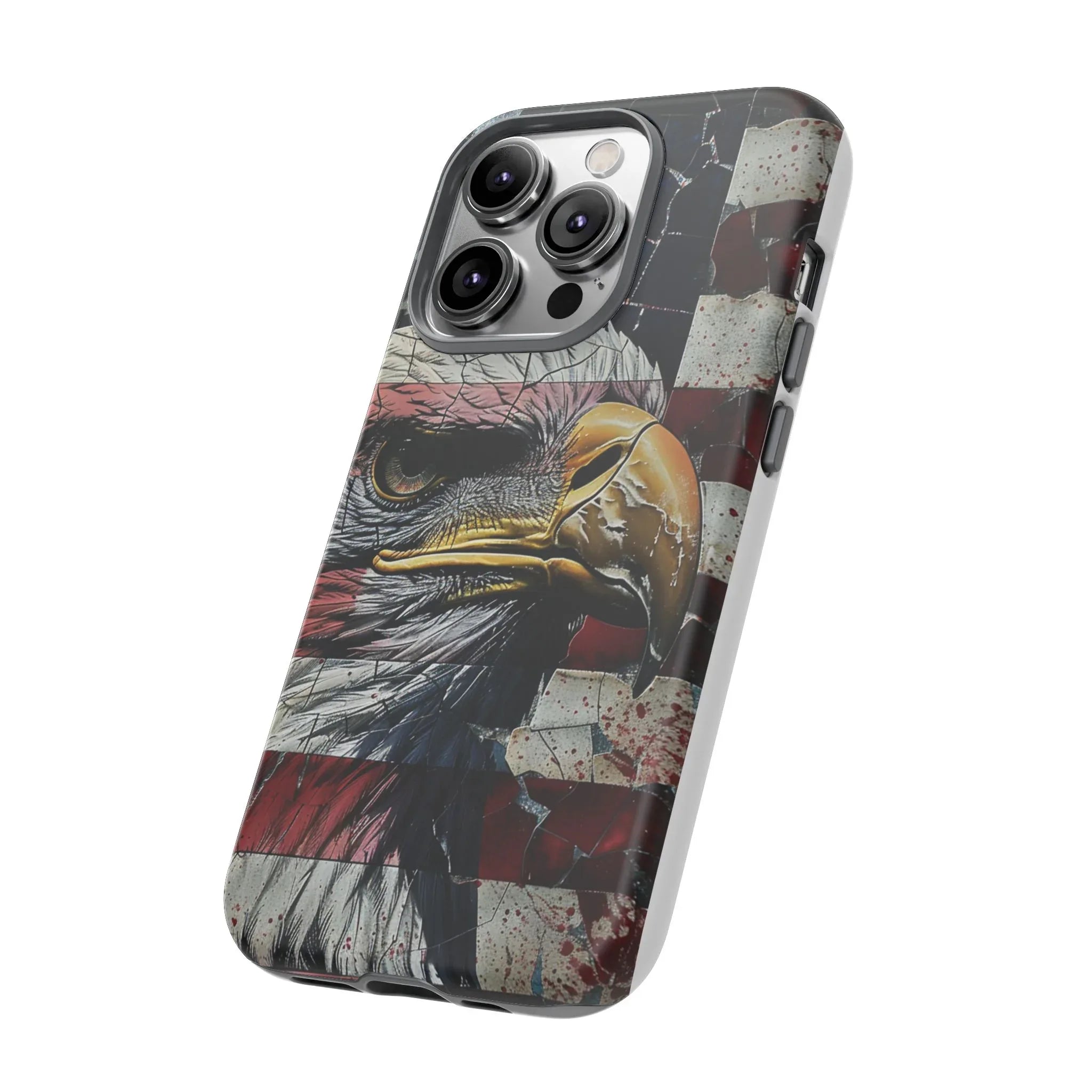 American Flag Bald Eagle phone case | Patriotic iPhone cover, cracked vintage flag design - 250 USA Celebration